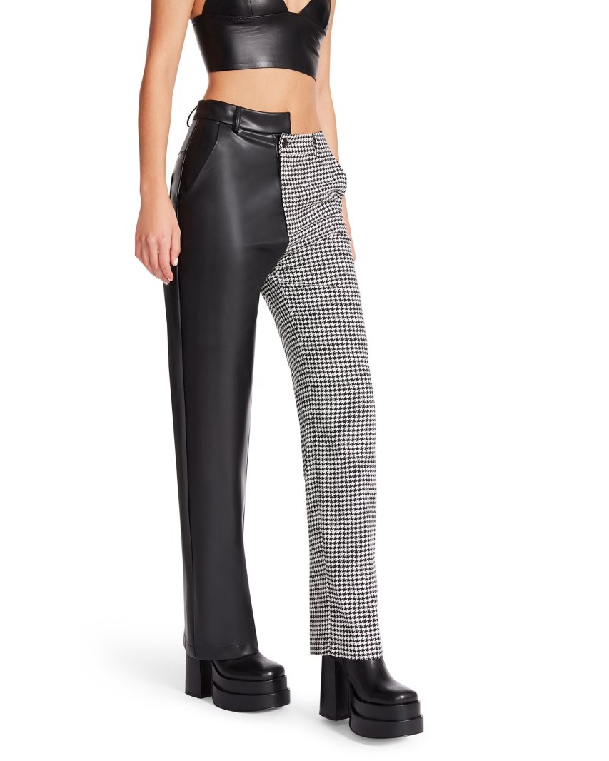 Black Steve Madden Mackenzie Houndstooth Women's Pants | PH 2673CIV